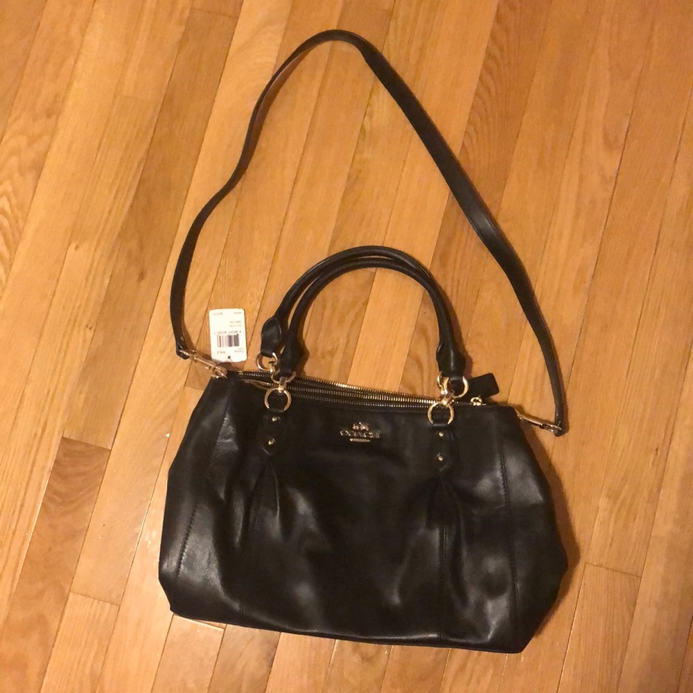 NWT Coach satchel black leather bag